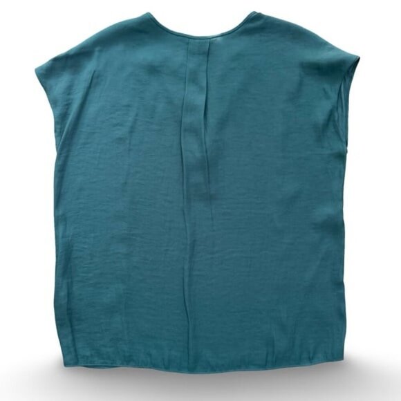 Banana Republic Blue/Teal Cap Sleeve Blouse with Mandarin Collar size M - Picture 2 of 6